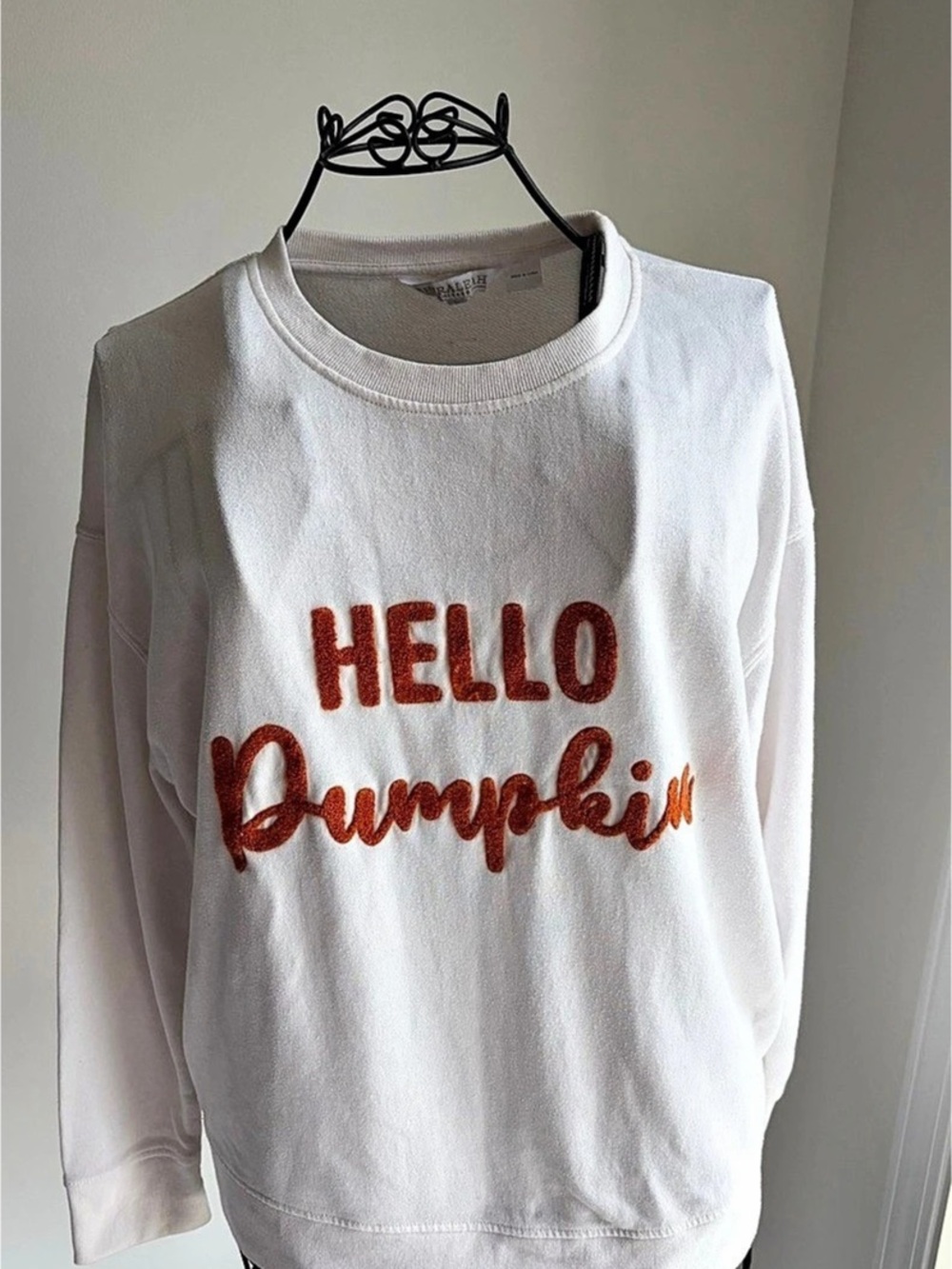 Shiraleah Hello Pumpkin Pullover Sweatshirt Long Sleeve Top in